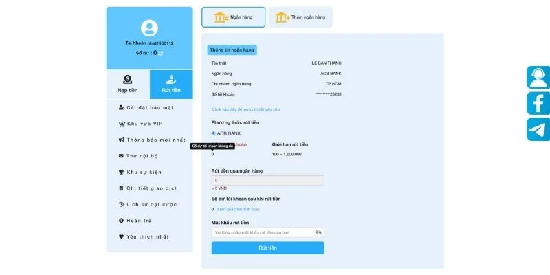 Nhập số tiền thích hợp dựa trên số dư đang hiện hành